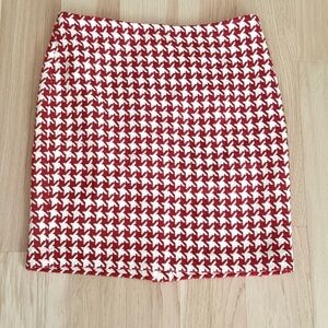 Talbots Houndstooth Red and White Wool Blend Skirt Size 10